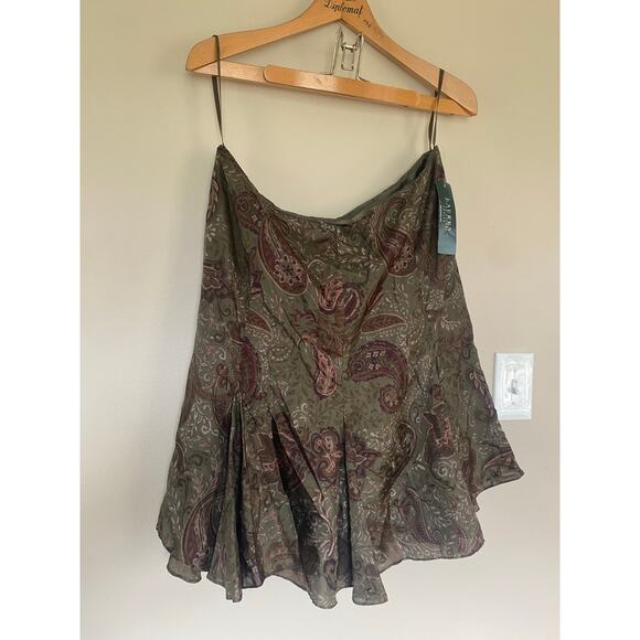 NWT Y2K Lauren Ralph Lauren silk paisley skirt 14p - Picture 1 of 3